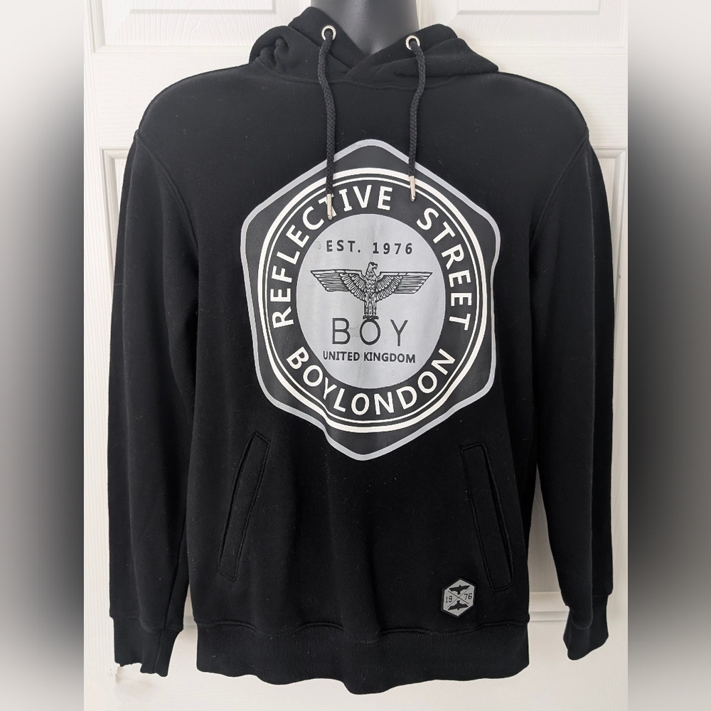 Boy London UK 1976 Reflective Street Hoodie Men's Medium Black